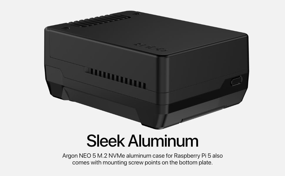 Argon NEO 5 M.2 NVMe Sleek aluminum case for Raspberry Pi 5.