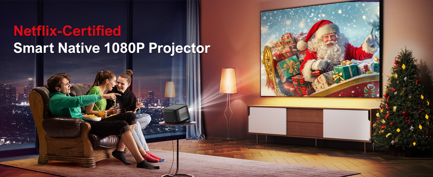 ULTIMEA Projector with WiFi 6 and Bluetooth 5.3, Projector 4K Decoding with Dolby Audio, 700 ANSI Netflix-Certified Smart Projector, Native 1080P, Auto Screen Adaptation & Object Avoidance, Apollo P50