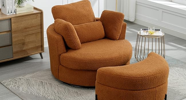 GoDoco 42" W Swivel Accent Barrel Chair Set