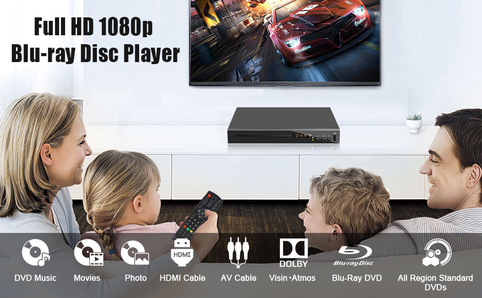 Blu-ray Disc Player, Full HD 1080P Blue Ray Disc Player for