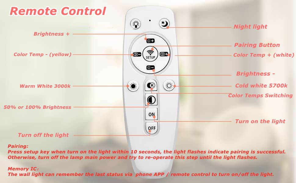 Lightess Led Wall Light 2.4G Remote/App Control Stepless Wall Lamp