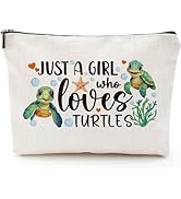 Sitsink Turtle Lover Gifts Girls - Just a Girl Who Loves Turtle Gifts Makeup Bag, Sea Turtle Love...
