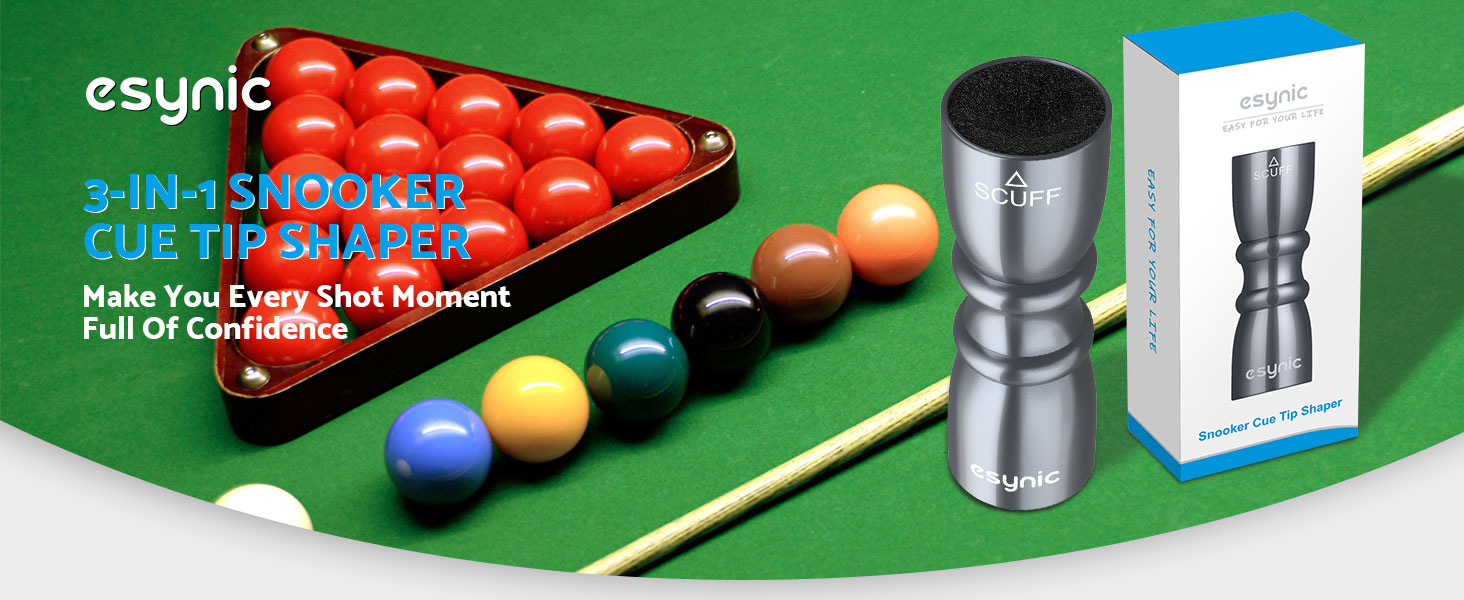 eSynic Professional Snooker Cue Tips Shaper 3 in 1 Pool Cue Tips Shaper