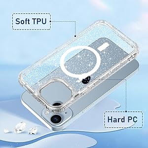 High-Quality TPU Material & Glitter Clear See-Through Design