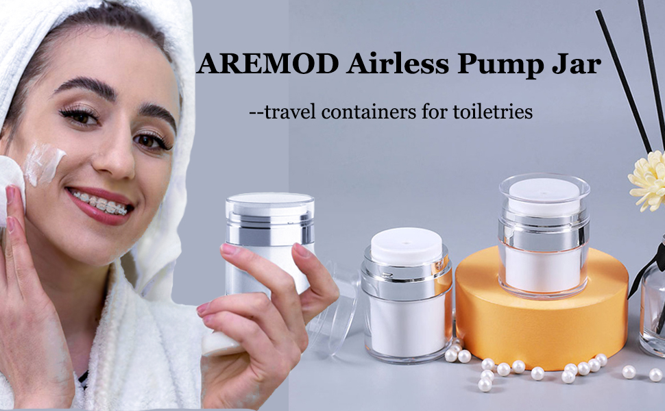 AREMOD Travel Containers for Toiletries, 3pcs Airless Pump