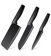 YUSOTAN 7-inch black three-piece set of Santoku knives kitchen knives
