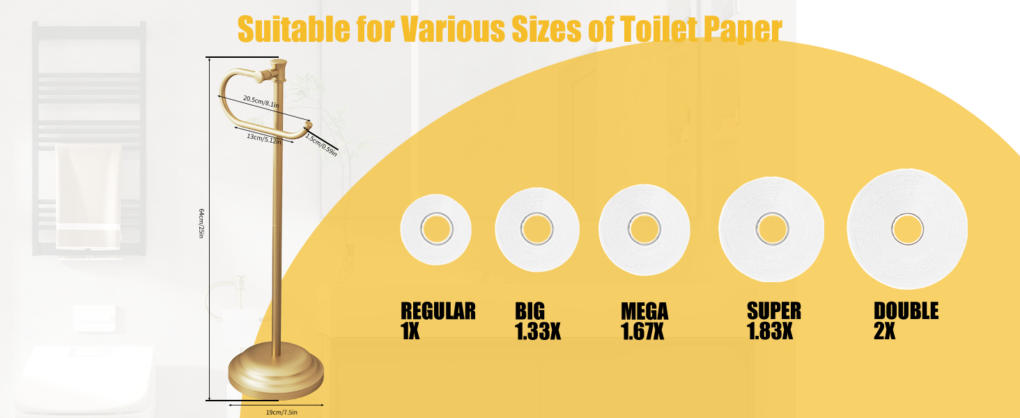 BESy Toilet Paper Holder Free Standing Bathroom Toilet Tissue Holder
