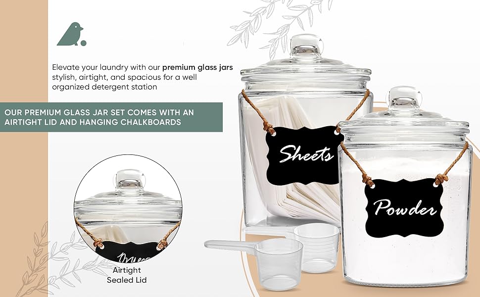 Arjust Glass Jars for Laundry Room Organization Jars Half