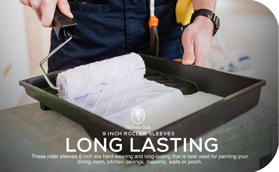 Nicholas Jack 9 Inch Roller Sleeves, Pack Of 10 Rollers For Painting