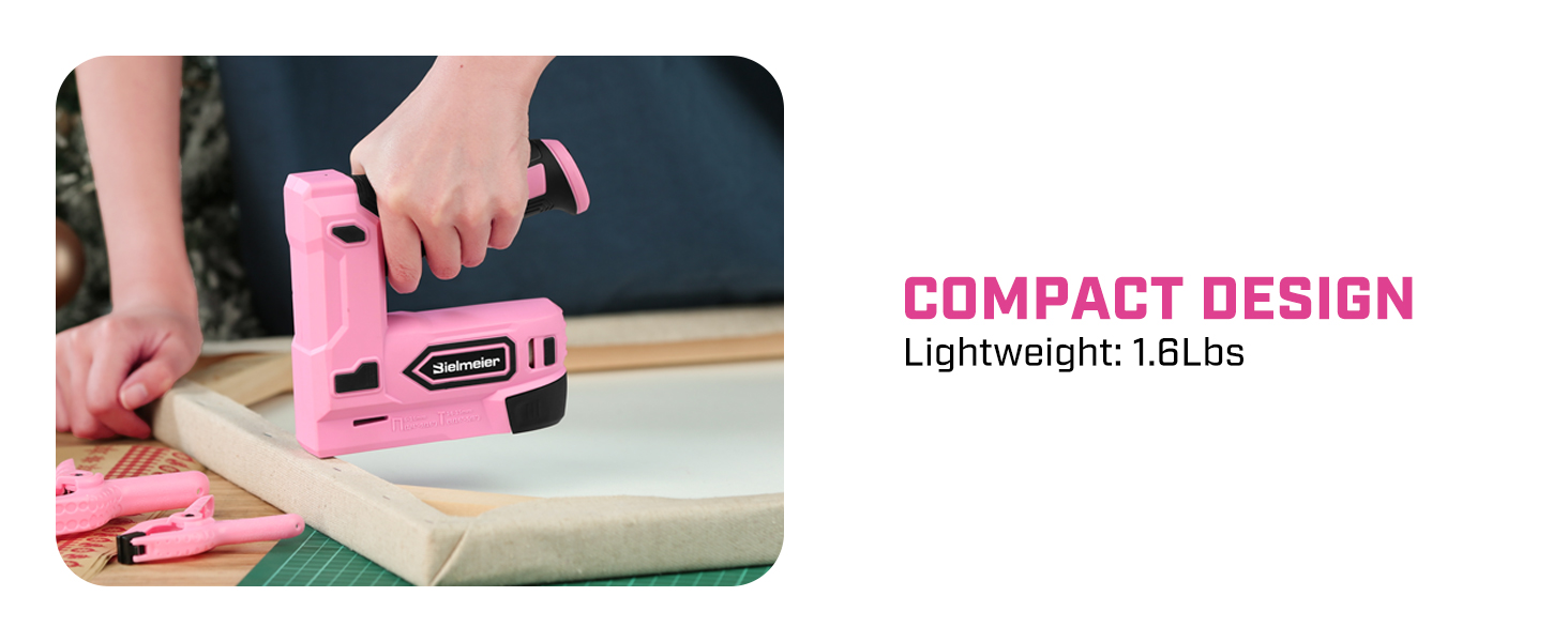 Bielmeier Pink Cordless Staple Gun, 2in1 Nail Gun Battery