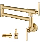 Cinwiny Pot Filler Faucet Wall Mounted Folding Stretchable Kitchen Sink Water Tap with Double Joi...