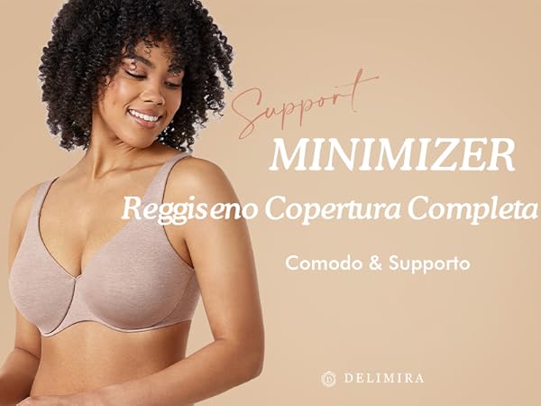 DELIMIRA Reggiseno Minimizer Con Ferretto - Per Donne Con Taglie Forti, Comodo E Senza Imbottitura!