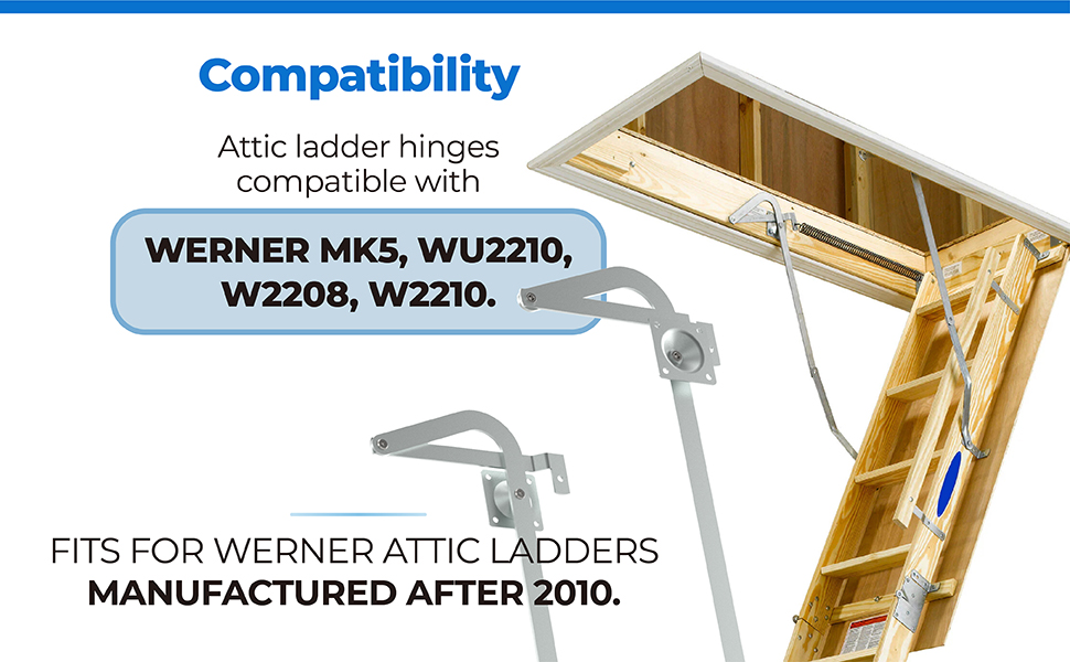 552 Attic Ladder Hinge Arms Replacement Kit, Attic Door Hinges Compatible with Werner Mk5