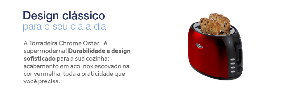 Torradeira Oster de Aço Inox Vermelha