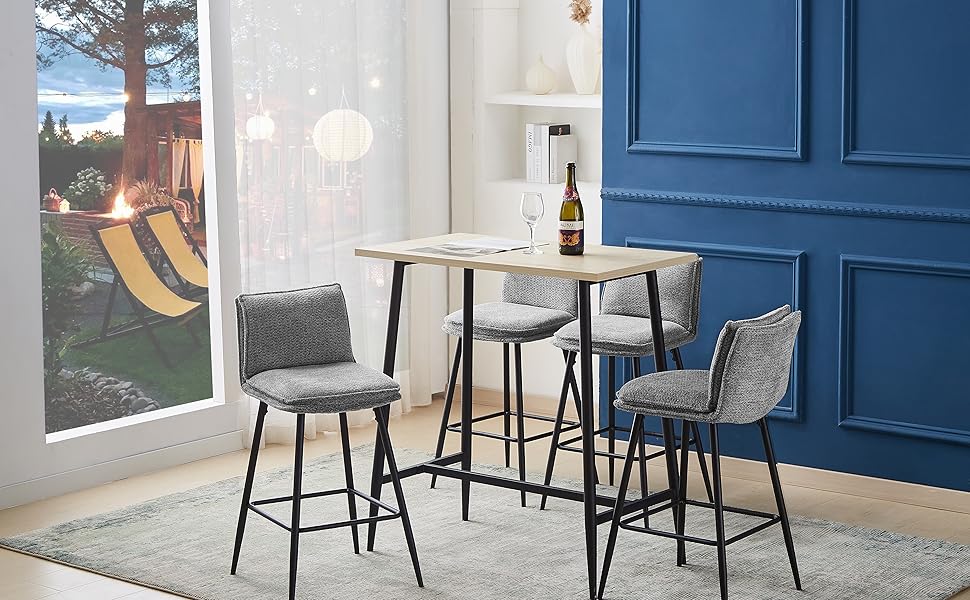 Colorig Modern Bar Table and Stools Set, 5PCS Home Bar Sets for