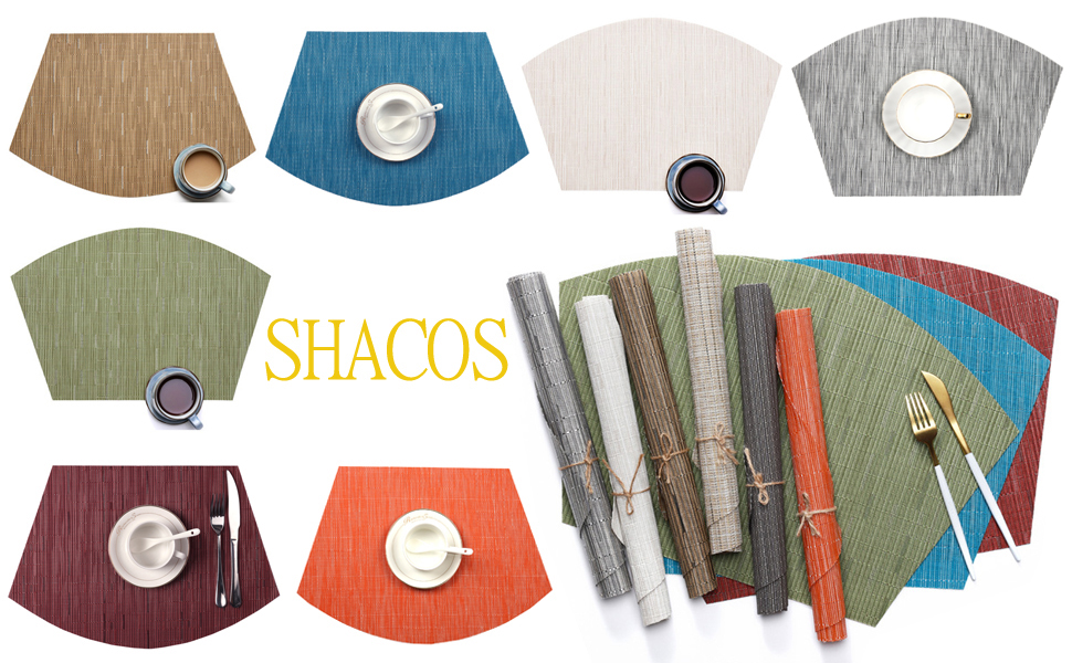 SHACOS Round Table Placemats Set of 5 Wedge Shaped Place Mat with