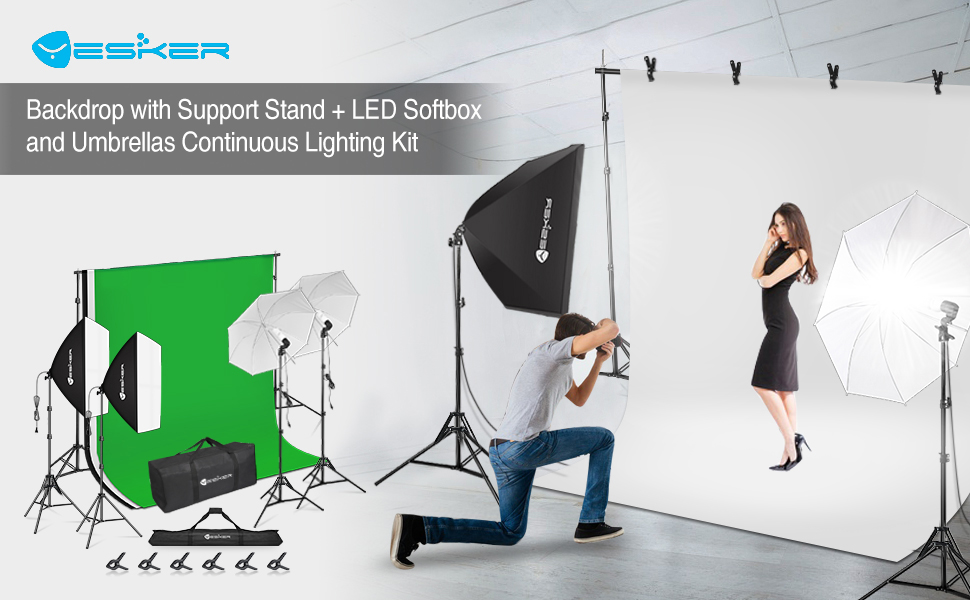 Yesker Photography Lighting Kit 8.5x10ft backdrop Support