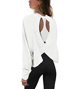 Panadila Womens Open Back Workout Top Long Sleeve Athletic Shirts Casual Crop Running Tee Y2k Yoga