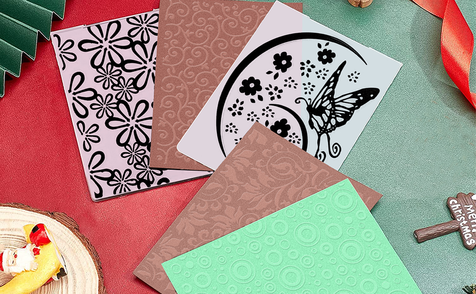 12 Stück Prägeschablone Kunststoff Prägefolder,Plastic Embossing