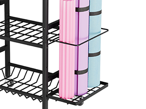 Homeiju Dumbbell Rack, Weight Rack for Home Gym, Yoga Mat Storage Holder with Lockable Wheels, Dumbbell Stand with Hooks, All in One Work out Equipment Storage for Yoga Mat Dumbbell and Balls 17 Dumbbell Rack, 4 Tier Weight Rack for Home Gym, Yoga Mat Storage Holder with Lockable Wheels
