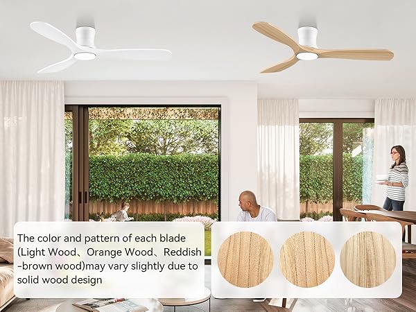 52' Smart Wood Low Profile Ceiling Fan with Lights Remote