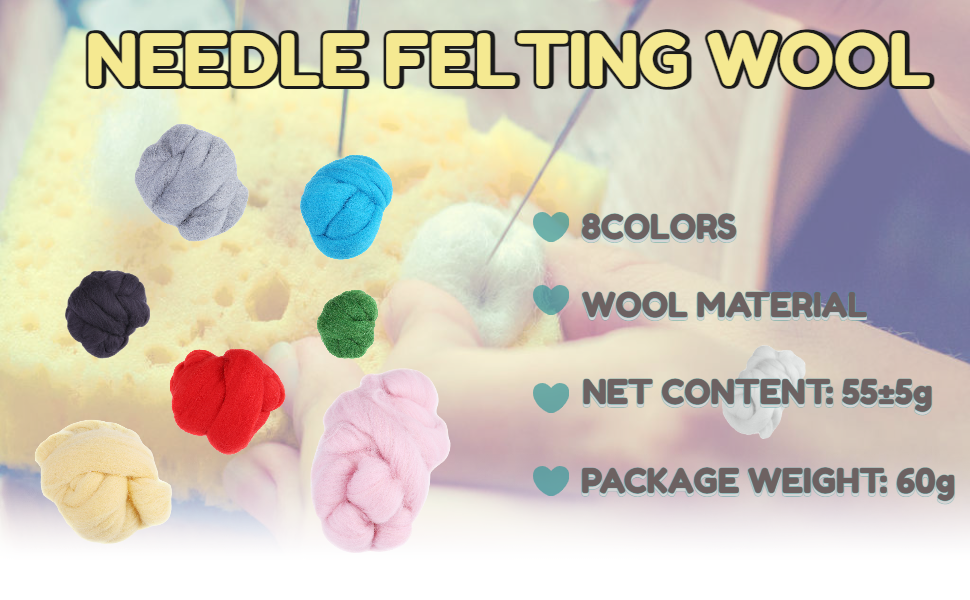 55g Colored Raw Felting Wool Roving Spinning Sewing Trimming Handiwork