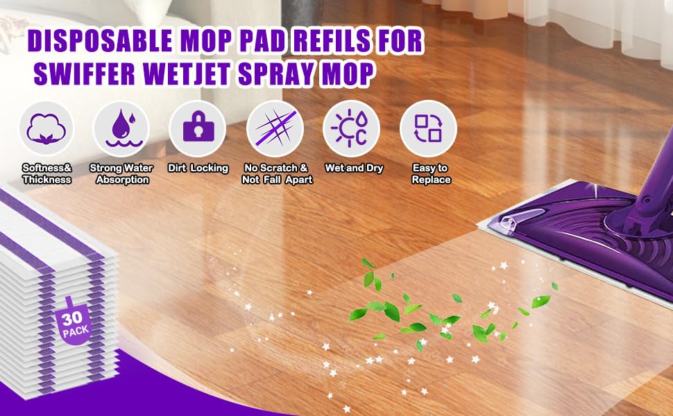 Disposable Mop Pad Refills for Swiffer WetJet Mops