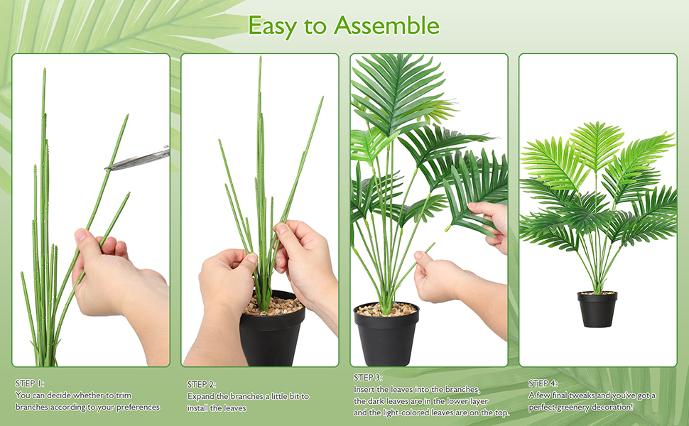 SOMYTING Set of 2 Artificial Areca Palm Plants in Pots, Fake Plants