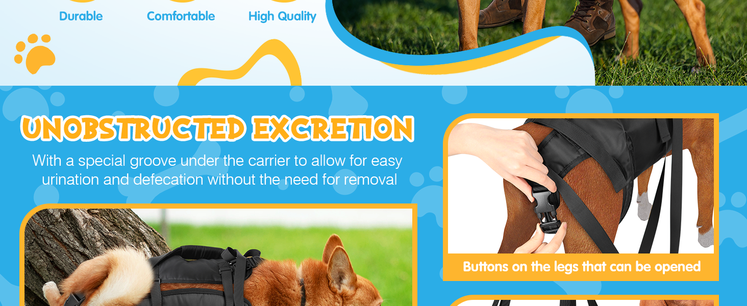 dog sling for large medium small dogs hind leg