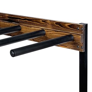 MyGift 4ft Rustic Burnt Wood Black Metal Vertical Surfboard Stand Wakeboard SUP Paddleboard Rack