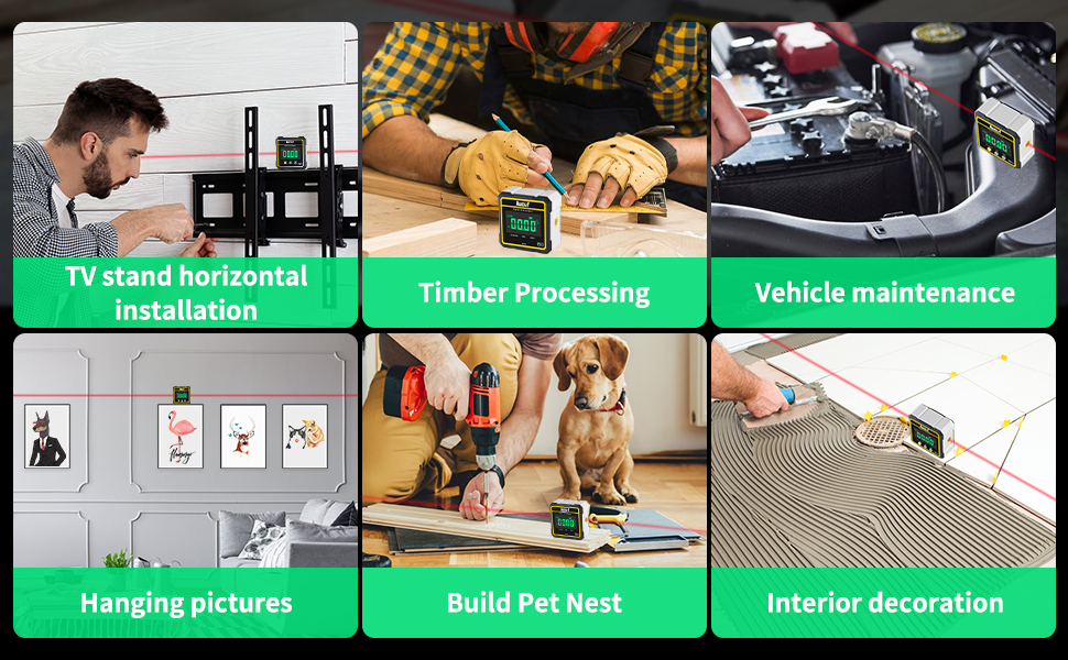 Digital Angle Finder,3in1 Auzof Cube Inclinometer Protractor with