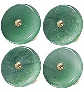 Rockcloud Pack of 4 Round Crystal Stone Drawer Knobs Green Aventurine Reiki Healing Cupboard Ward...