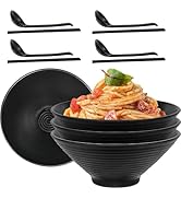 Ramen Bowls Set of 4, 40 oz Japanese Ramen Soup Bowl Set with Chopsticks & Spoons, Melamine Unbre...