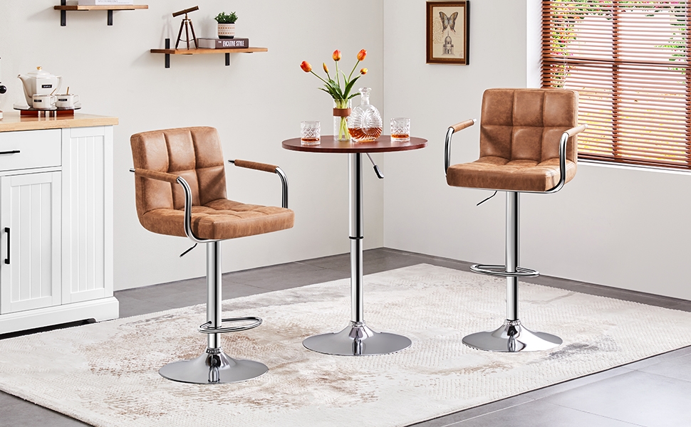 Yaheetech Modern Bar Stools Set of 2 Swivel Kitchen Stool