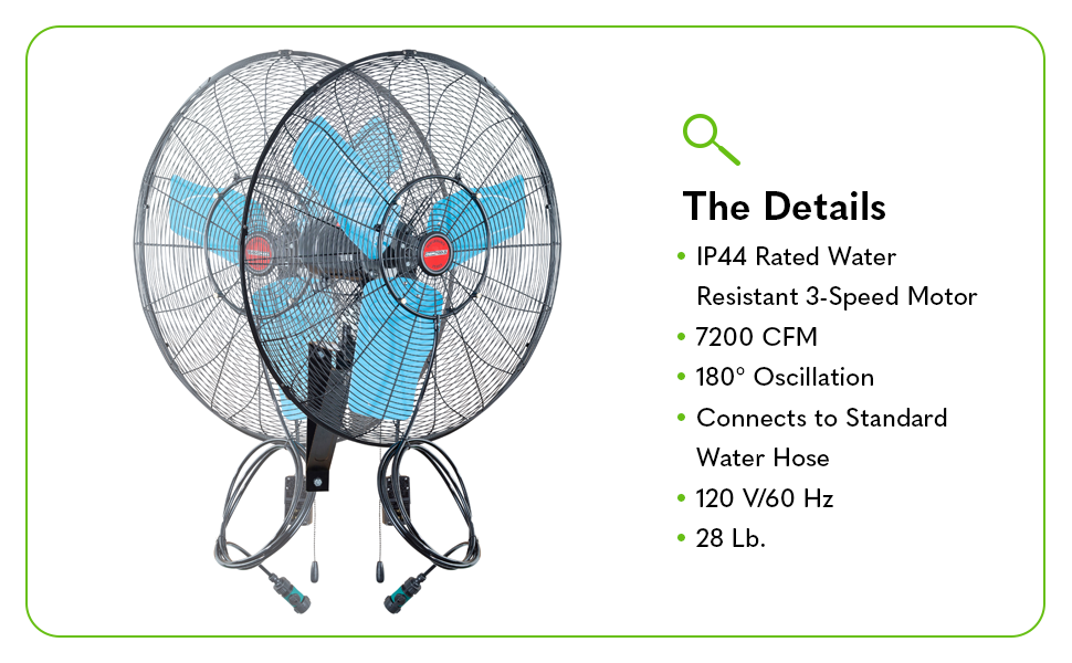 OEMTOOLS 23980 24" Oscillating WallMount Misting Fan