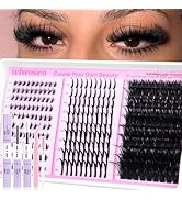 wiwoseo Bottom Lash Clusters with Spikes Lash Clusters Kit Volume Lash Spikes Cluster Eyelash Ext...