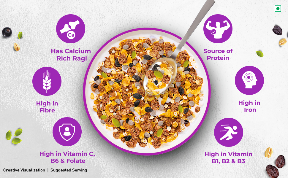 Kellogg's Millet Muesli - Rich in Calcium, High in fibre, Source of Protein, Iron & Vitamins