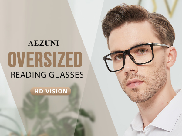 ˆ. ̫ .ˆ ̳ページ Amazon.com: AEZUNI Large Reading Glasses Men 1.0 Oversized