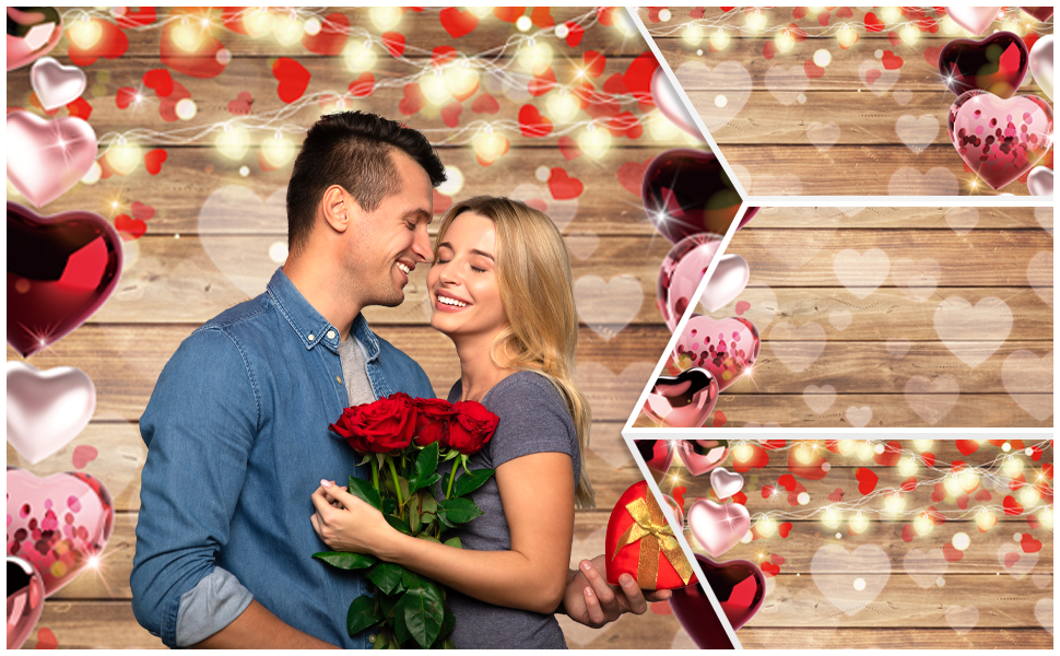 Swepuck 8x6ft Valentine's Day Photography Backdrop Wood