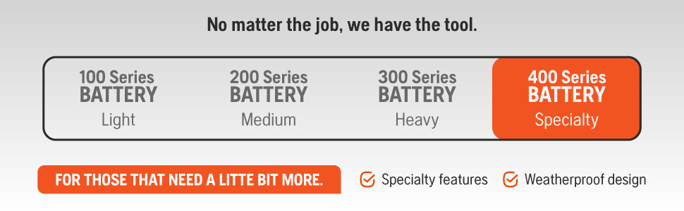 400 series specialty features- battery