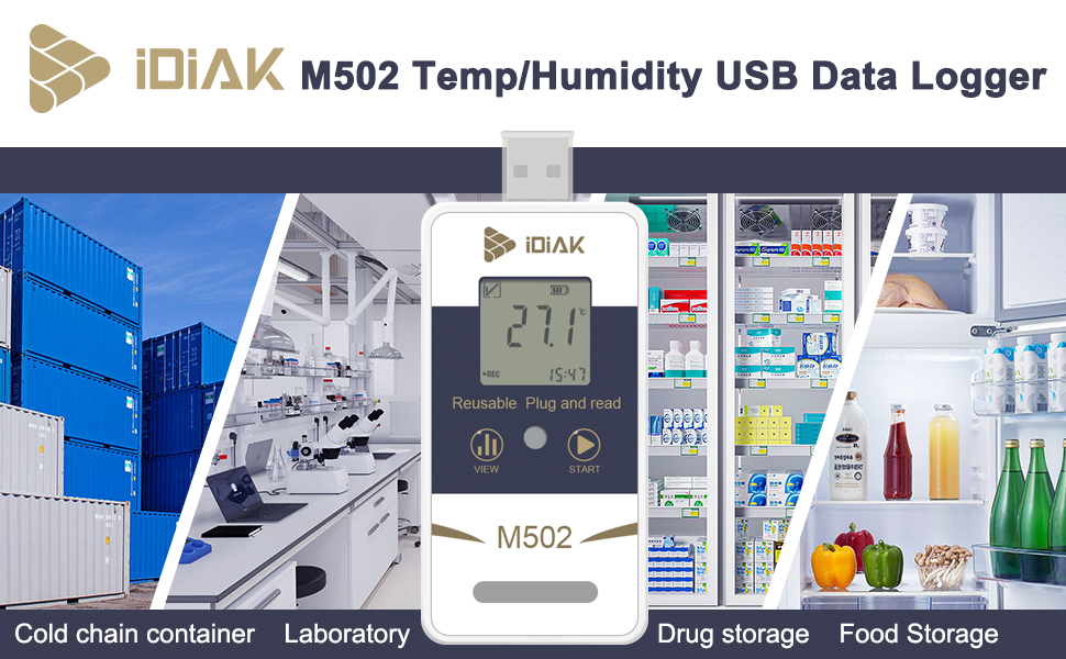 M502 Temperature Data Logger USB Temp/Humidity Recorder with PDF and ...