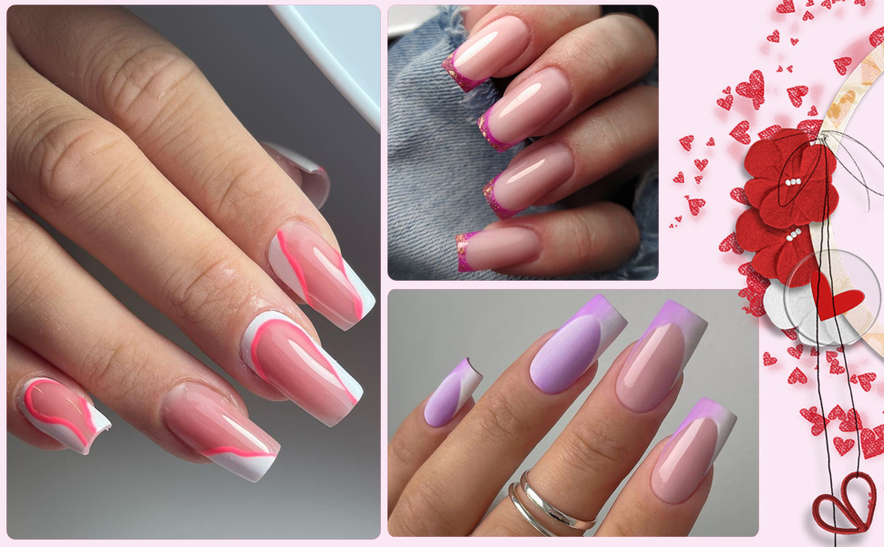 medium square acrylic nails press ons nail long fake nails presson on nails tips women fingernail