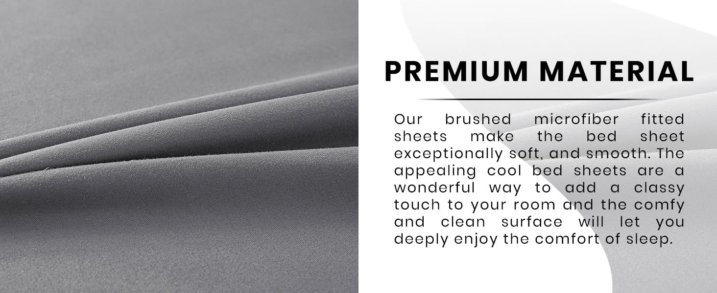 Close-up of brushed microfiber fitted sheets, highlighting premium material quality for bed sheet comfort and elegance.