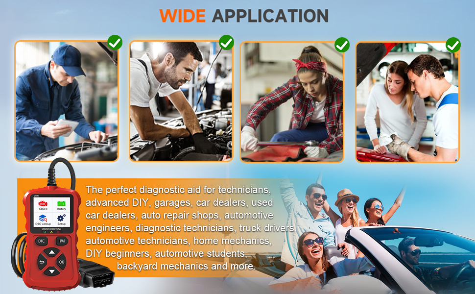 Car OBD2 Scanner Code Reader, OBDII Automatic Diagnostic Tool for Car