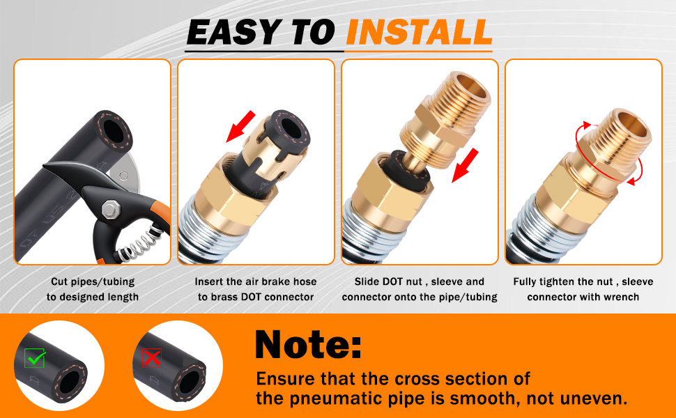 HASAOMOI 35PCS Brass DOT Air Brake Hose End Fitting Kit,5