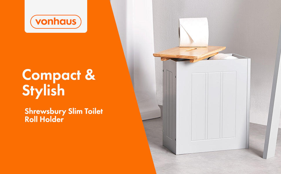 VonHaus Bathroom Storage Box Grey & Natural Wood Bathroom Storage