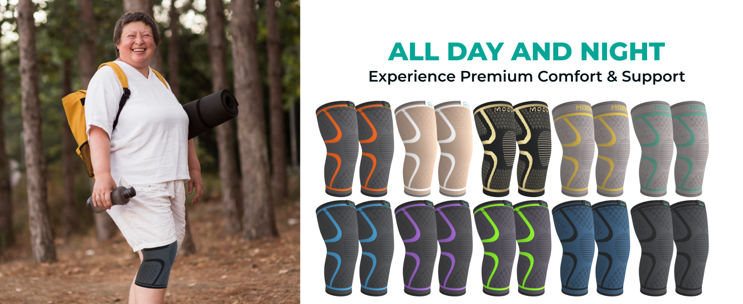 MODVEL 2 Pack Knee Compression Sleeve Best Knee Brace Knee Support