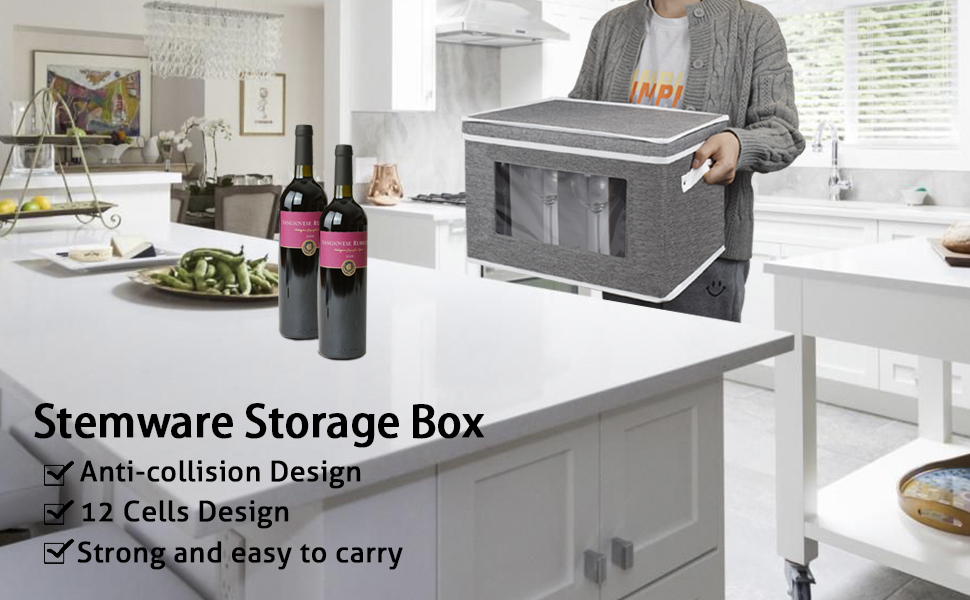 Stemware Storage Box with dividers, China Storage