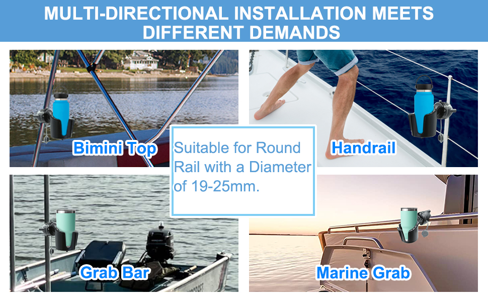 JUIOHAKY Pack of 2 Boat Cup Holder Marine, MultiFunctional