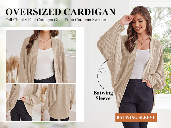KANCY KOLE Womens Oversized Cardigans Batwing Sleeve